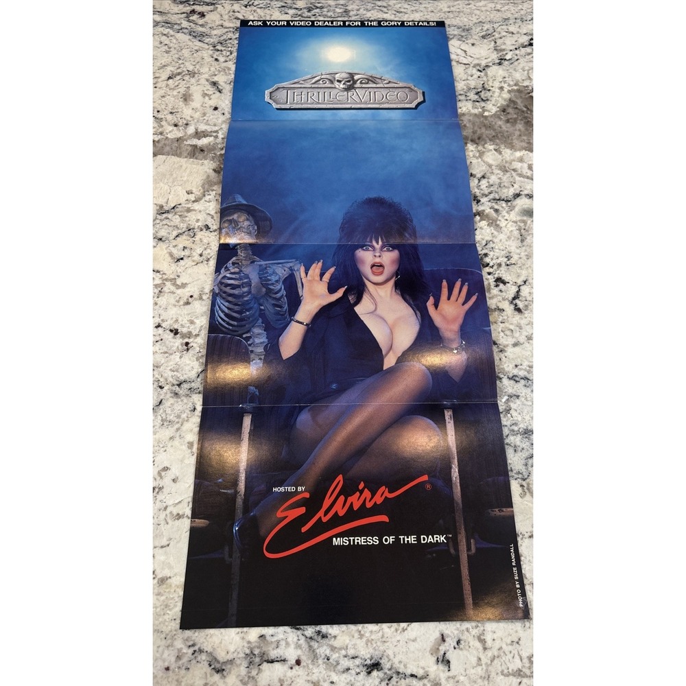 RARE! Vintage Elvira Thriller Video Store Promo Poster 11x29 Store Display